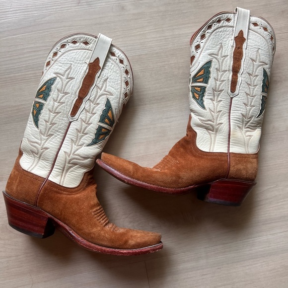 Lucchese Shoes - Lucchese Suede & Leather Butterfly Cowboy Boots